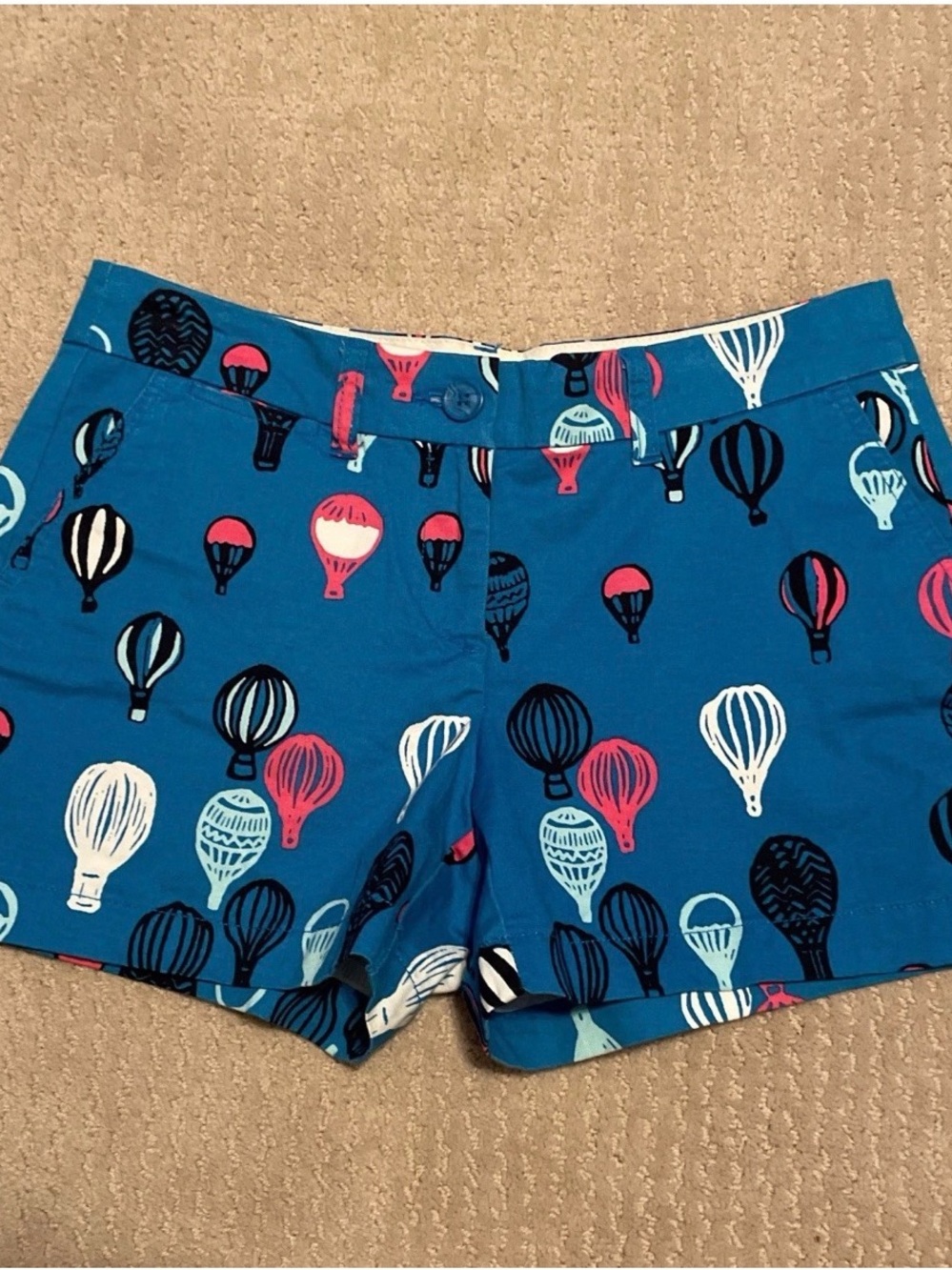 Crown & Ivy Hot Air Balloon Shorts Womens 6P Petite Blue Chino Preppy